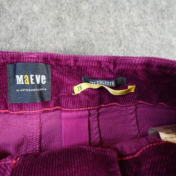 Anthropologie Maeve Pants Womens 28 Colette Cropped Wide Leg Corduroy Pink - Picture 6 of 10